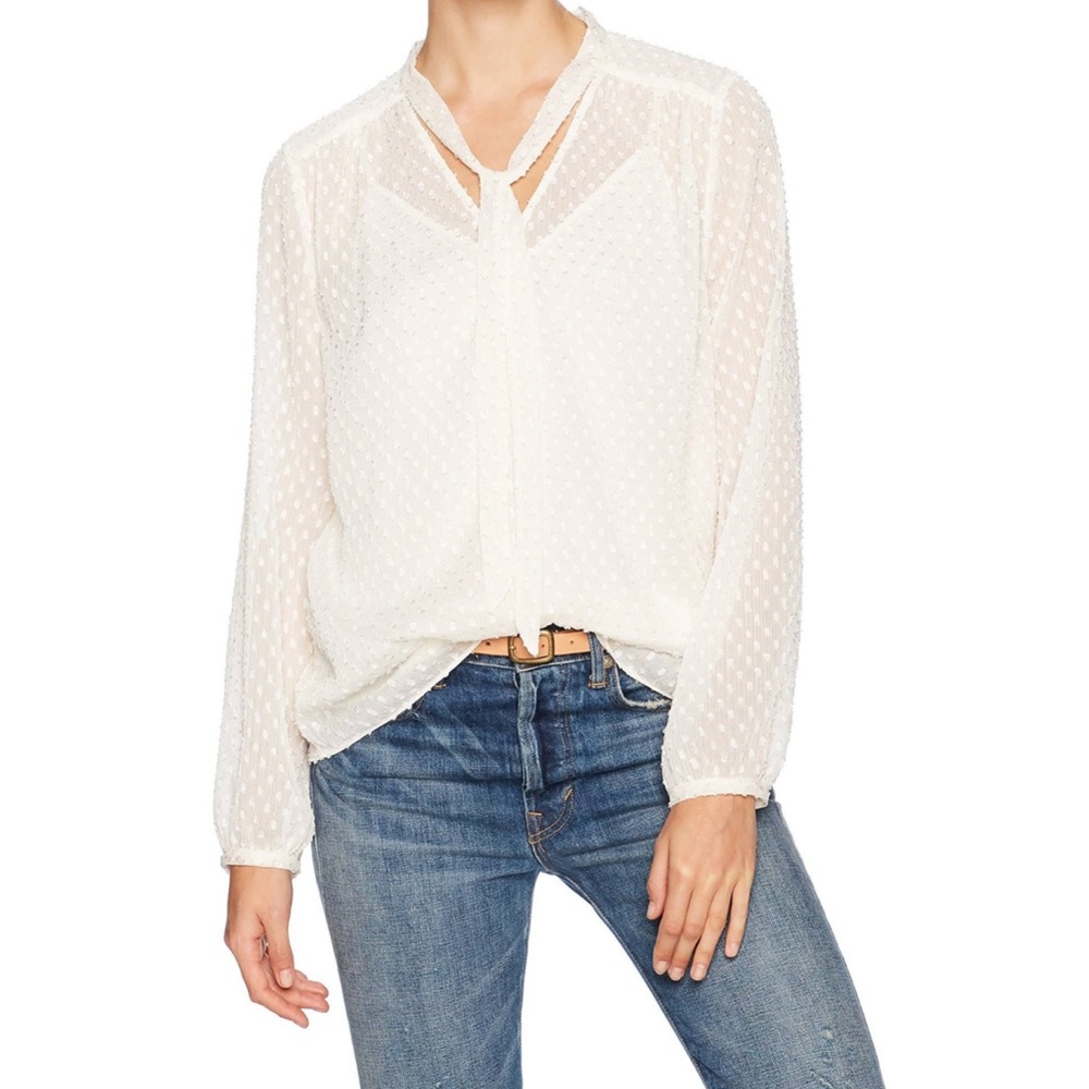 NYDJ Crinkle Clip Tie Blouse